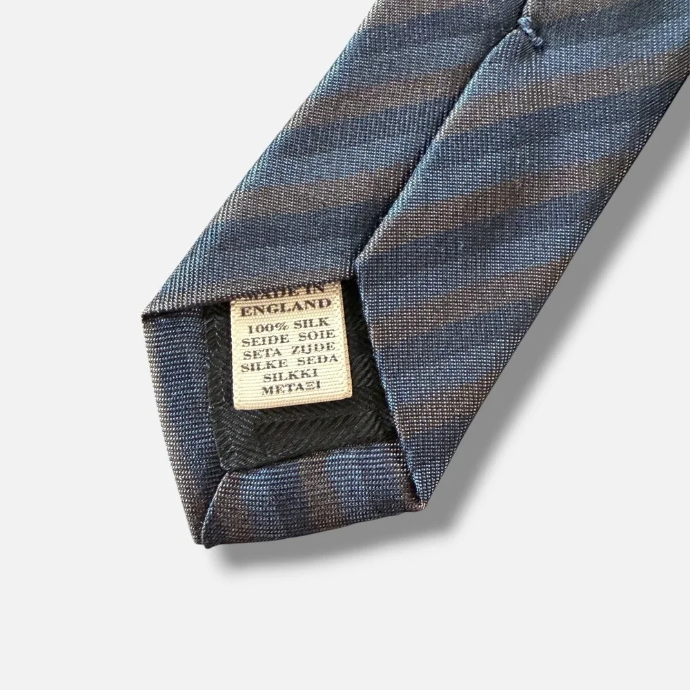 Burberry London Tie Mens Blue Charcoal Striped Silk Prorsum Knight England